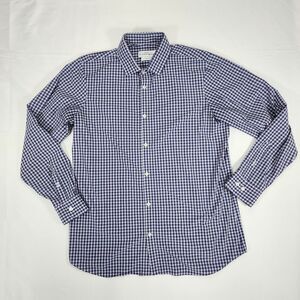 Mizzen + Main Men's Button Up Shirt Blue Check Performance Trim Fit Size 2XL